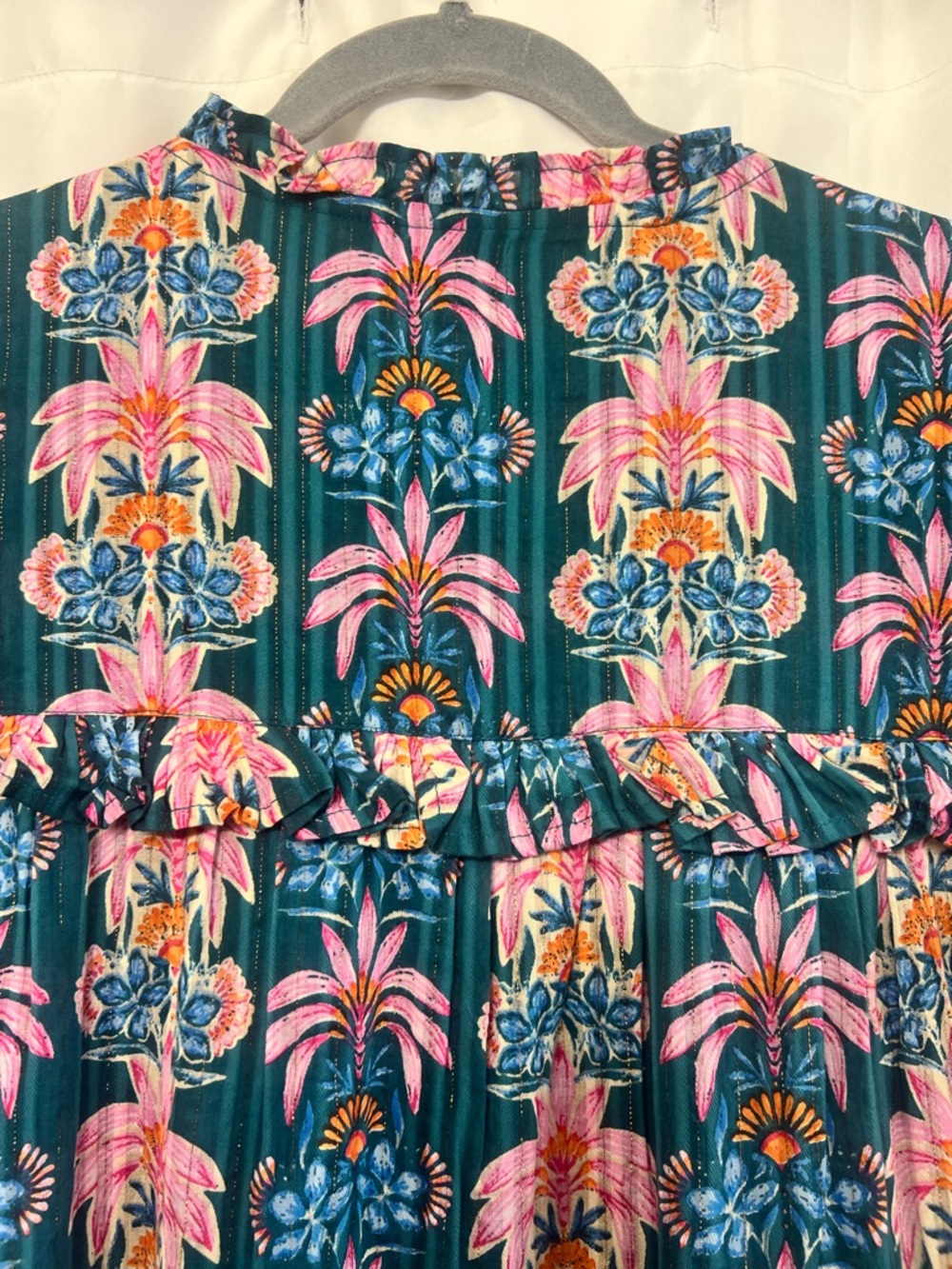 Sunshine Tienda Palm Royale Paradise Maxi Dress XL NWOT Cotton Lurex - Picture 14 of 16